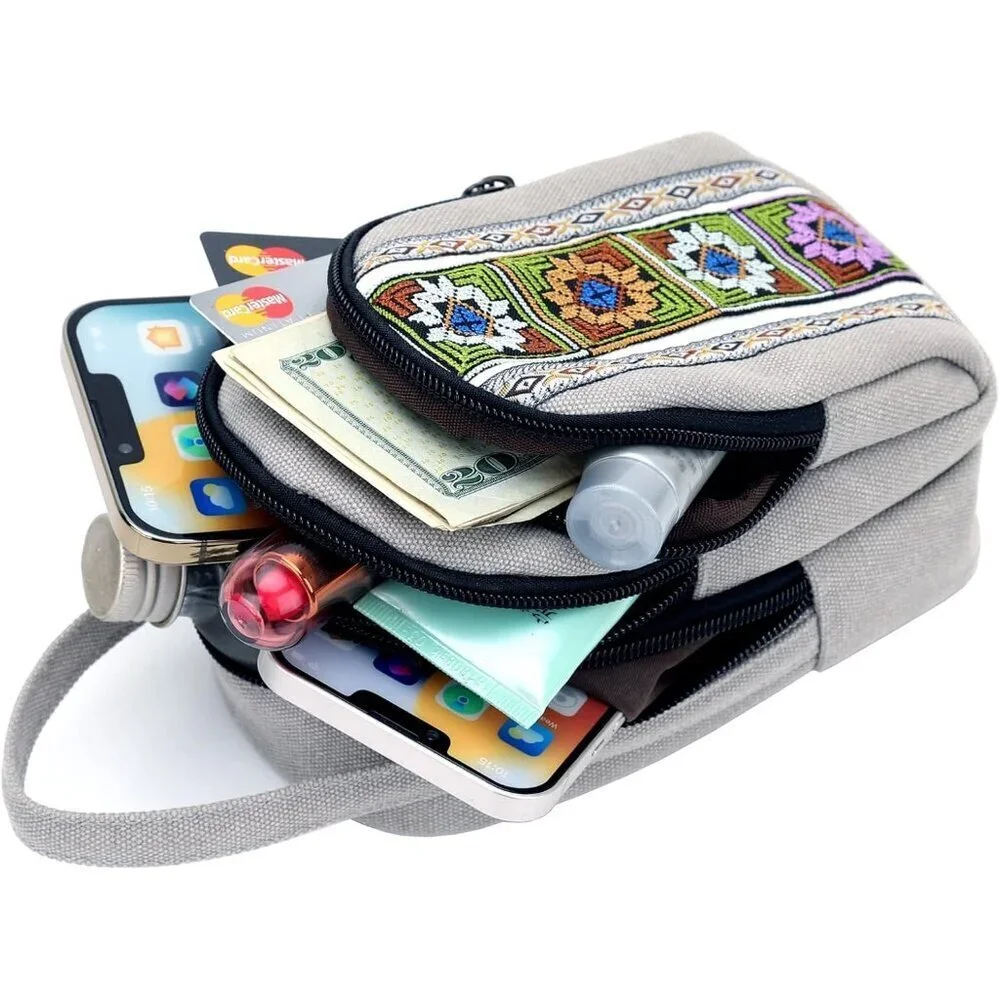 Canvas Small Crossbody Bag Cell Phone Purse Wallet Organizer for Women